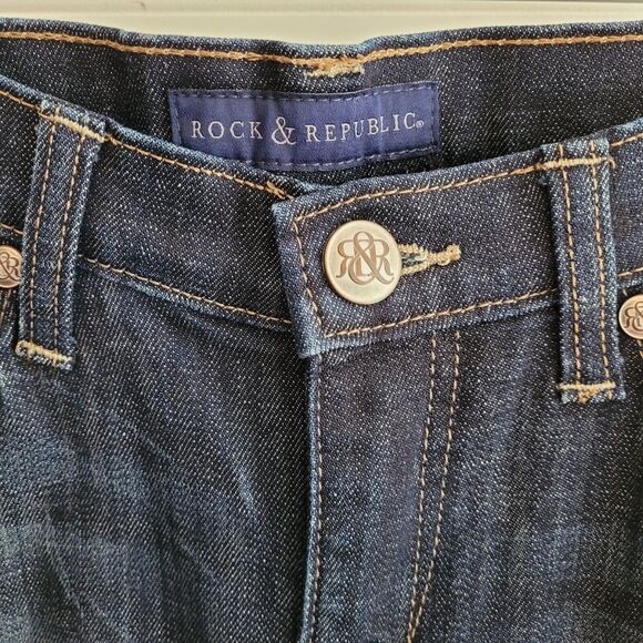 Rock & Republic Kasandra Jeans Size 10  Bootcut Dark Wash Distressed - Picture 5 of 9
